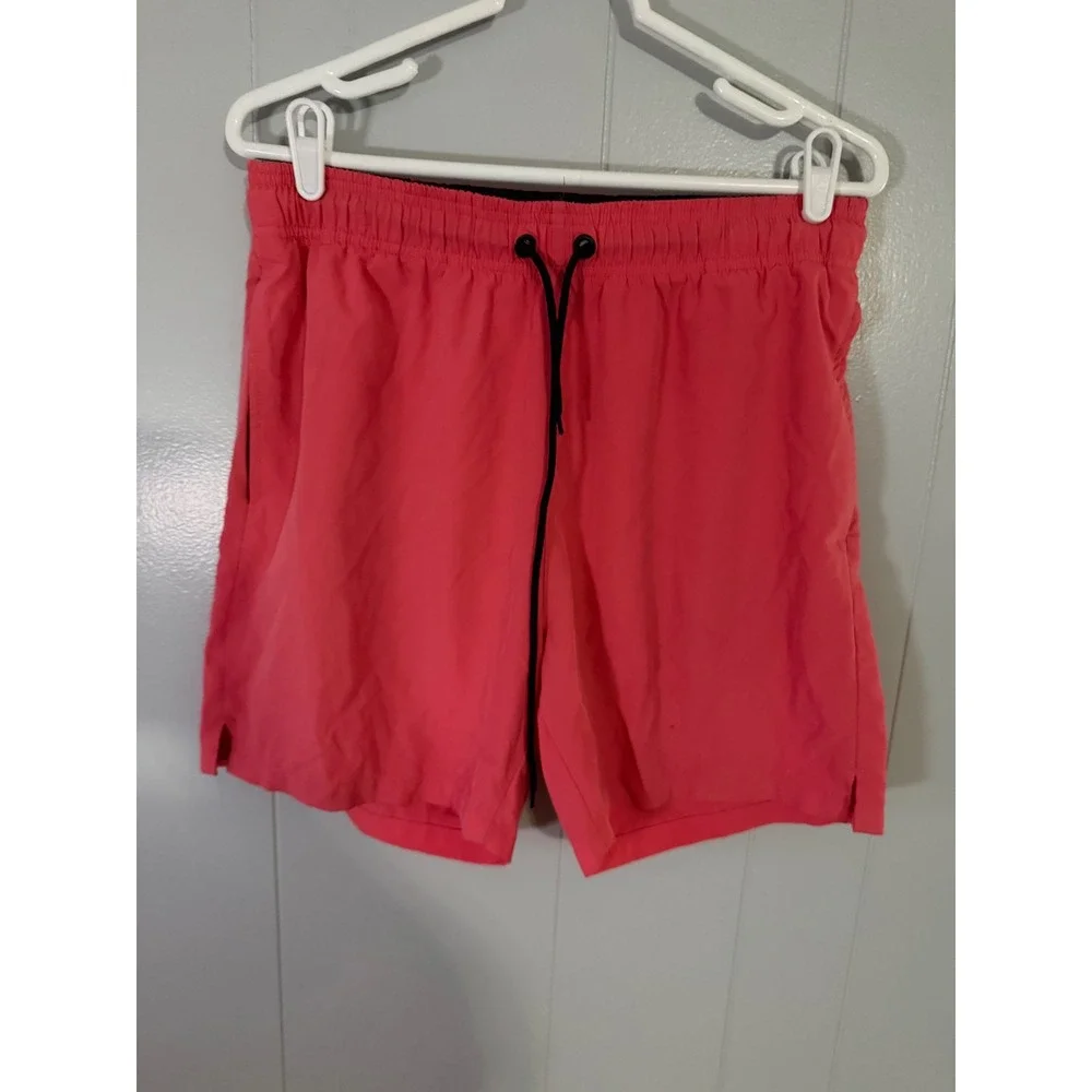 Champion Swim Trunks Mens Medium Coral Pink Mesh Lined Elastic Waist Drawstring‎